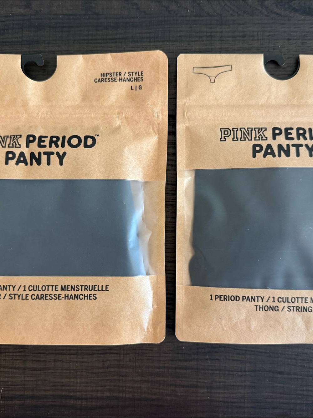 PINK Victoria's Secret Black Period Panty Duo - Hipster & Thong (2 Panties)